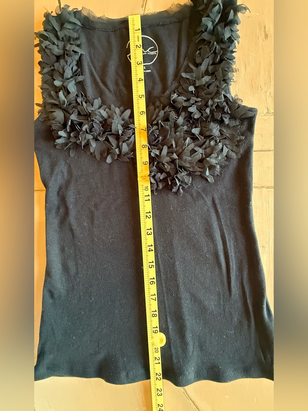 INC International Concepts Black Sleeveless Tank with Floral Appliqué - Picture 3 of 3